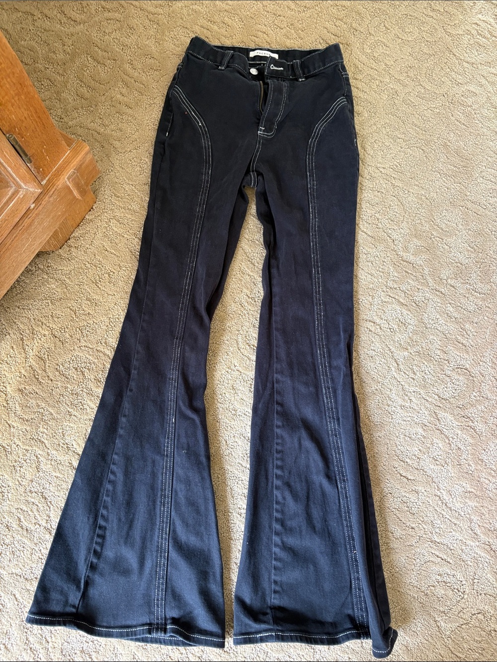 PacSun Black Flare Jeans with Contrast Stitching